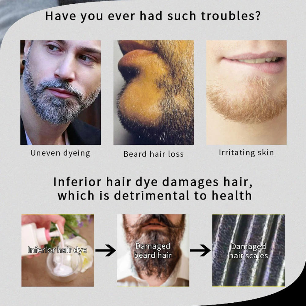 5/10PCS Natural Beard Hair Dye Shampoo Portable 5 Minute Fast Blackening Color Tint Cream Moustache Shampoo For Men Dropshipping